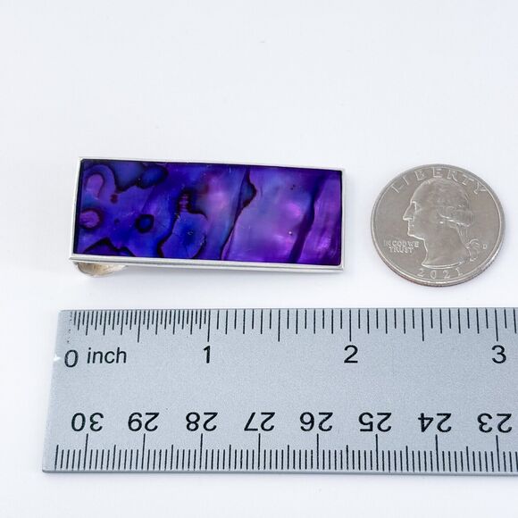 Vintage Sterling Silver 925 Purple Abalone Pendant - Picture 7 of 7